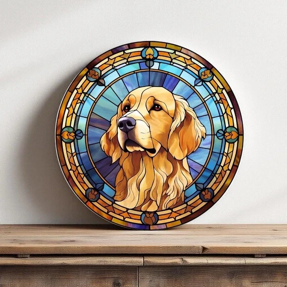 Dog canvas Personalized stain glass look made to order 12 inches new - Picture 2 of 16